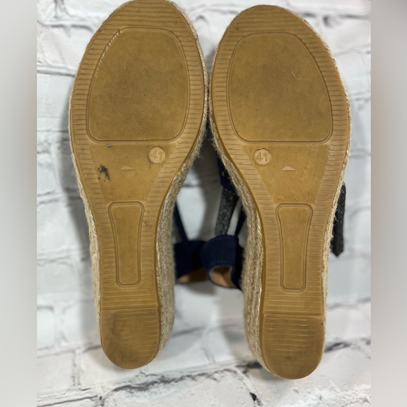 ANDRE ASSOUS Leather Espadrille Perforated Sandals Navy-41 - Picture 7 of 7